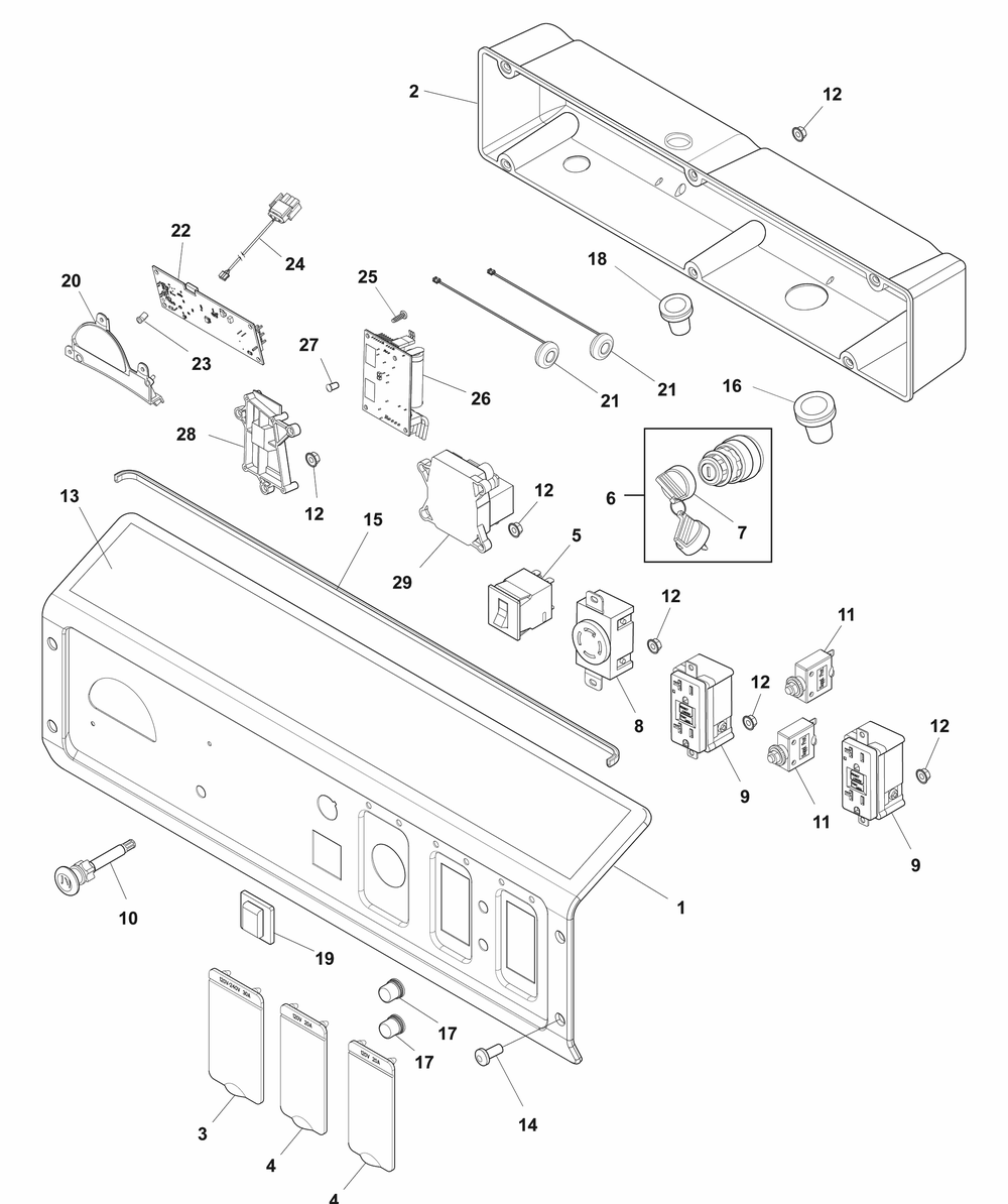 Control Panel Diagram and Parts List for 030742-02  Briggs and Stratton Generator